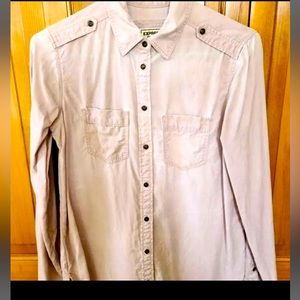 Express Boyfriend Long Sleeve Button Down Military Shirt